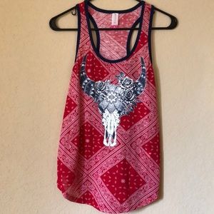 Cow skull/bandana print tank top